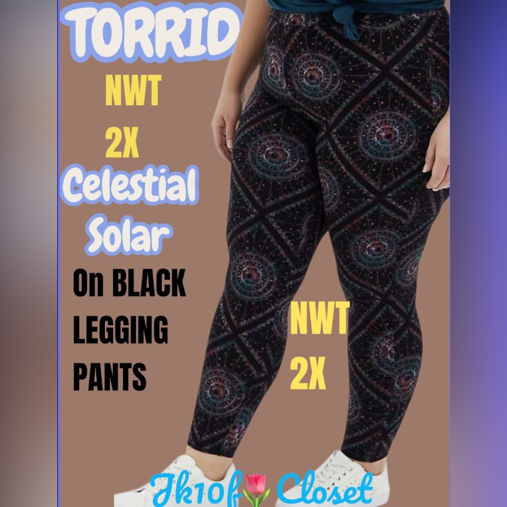 LOWEST🌺 NWT TORRID 2X CELESTIAL SOLAR PRINT ON BLACK HI WAIST LEGGING PANTS